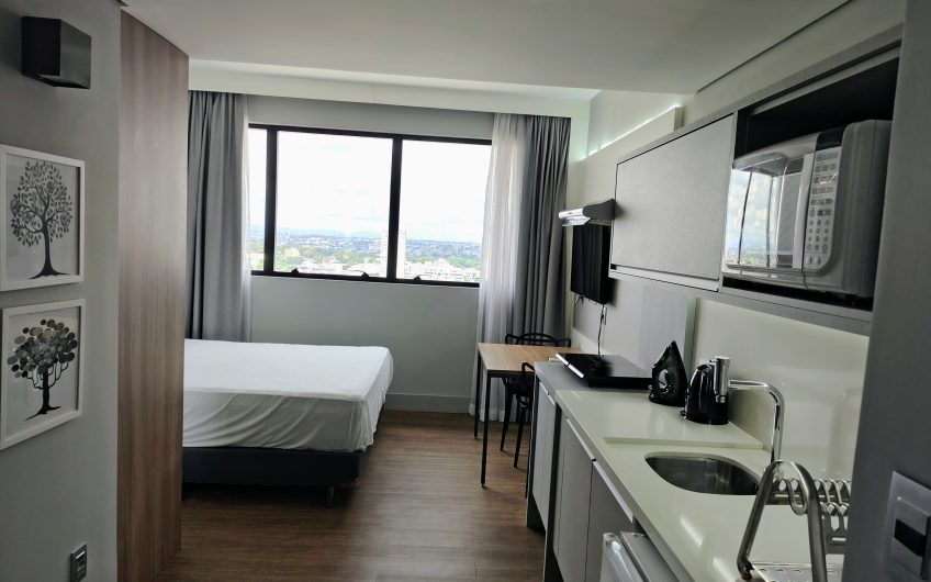 STUDIO MOBILIADO PARA ALUGAR POSSUÍ 41,20 m² NO ÁGUA VERDE, CURITIBA/PR